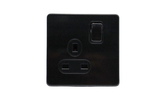 Windsor VIP Black 13A 1 Gang Switched Socket - VC45GB