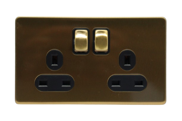 Windsor VIP Gold 13A 2 Gang Switched Socket, Single Pole - VC46J