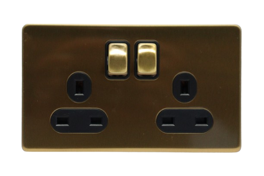 Windsor VIP Gold 13A 2 Gang Switched Socket, Single Pole - VC46J