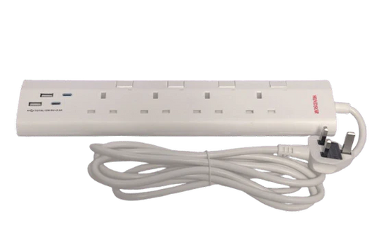 4 Way Extension Socket with 3M Cable, 2 USB & 2 Type-C WI-U505UC – BS Standard | Windsor Kenya
