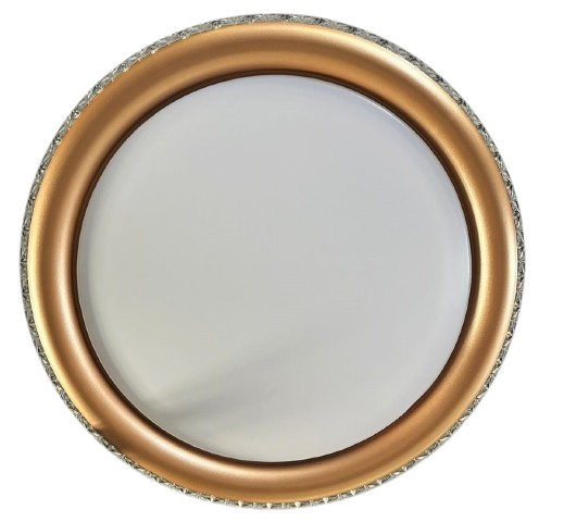 A gold-colored LED ceiling lamp with a clear finish, designed for indoor use. The lamp has a sleek, modern appearance with a circular frame and a smooth, polished surface.