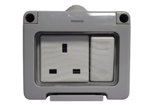 Windsor 13A 1 Gang Switched Waterproof Socket with Switch - WP45