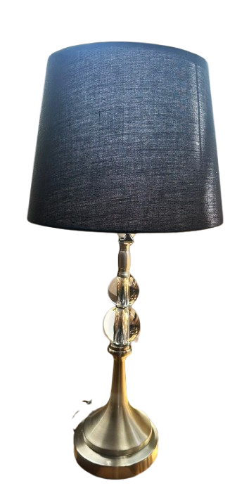 Satin Nickel Table Lamp with Black Shade