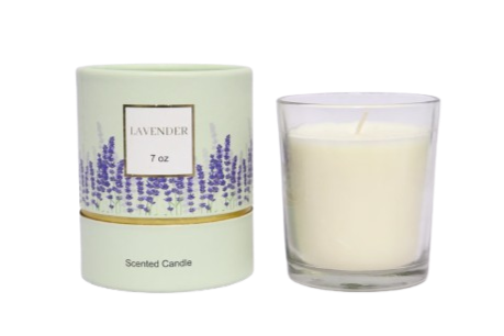 7 oz Lavender Scented Candle in Glass Jar with Green Box