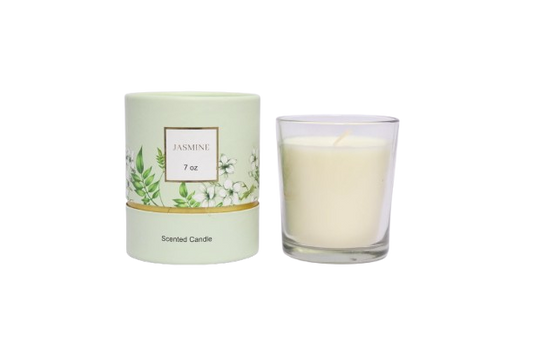 7 oz Jasmine Scented Candle in Glass Jar with Green Box