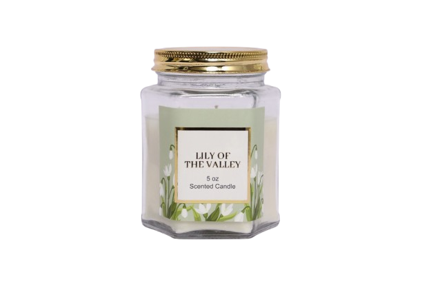 5 oz Lily of the Valley Scented Candle in Hexagonal Glass Jar
