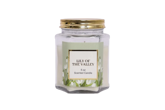 5 oz Lily of the Valley Scented Candle in Hexagonal Glass Jar