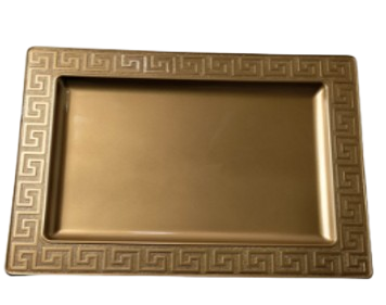 188314L GOLD RECTANGLE PLASTIC TRAY 40X28X1.8CM