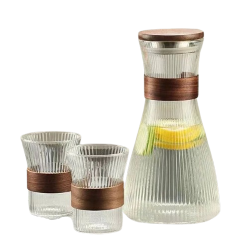 HM-PC41 Glass Carafe Set with 2 Cups – Elegant 29.5×27.5×17 cm