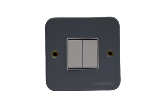 Windsor Metallic 2 Gang 2 Way Plate Switch 1A - M34
