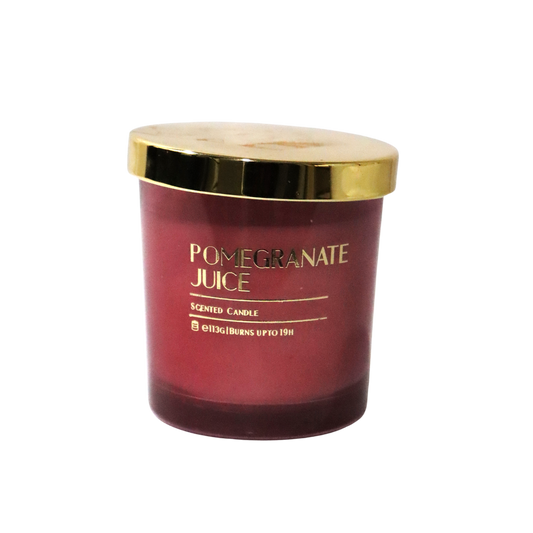 4.5 oz Pomegranate Juice Scented Candle in Printed Glass Jar with Gold Lid